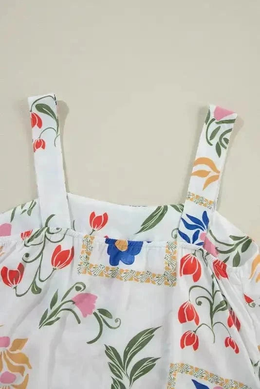 Two Piece Pants Sets White Floral Two Pieces Pants Set