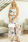 Two Piece Pants Sets White Floral Two Pieces Pants Set