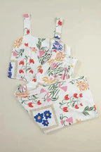 Two Piece Pants Sets White Floral Two Pieces Pants Set