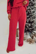Two Piece Sets/Pant Sets JOLLY Fire-Set: Red Corded Top & Pocketed Pants