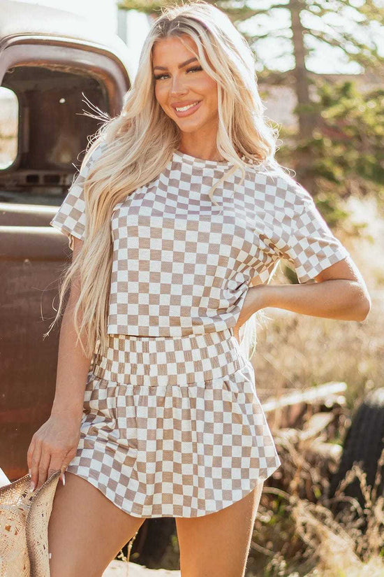 Two Piece Short Sets Checkered Confidence Outfit Set
