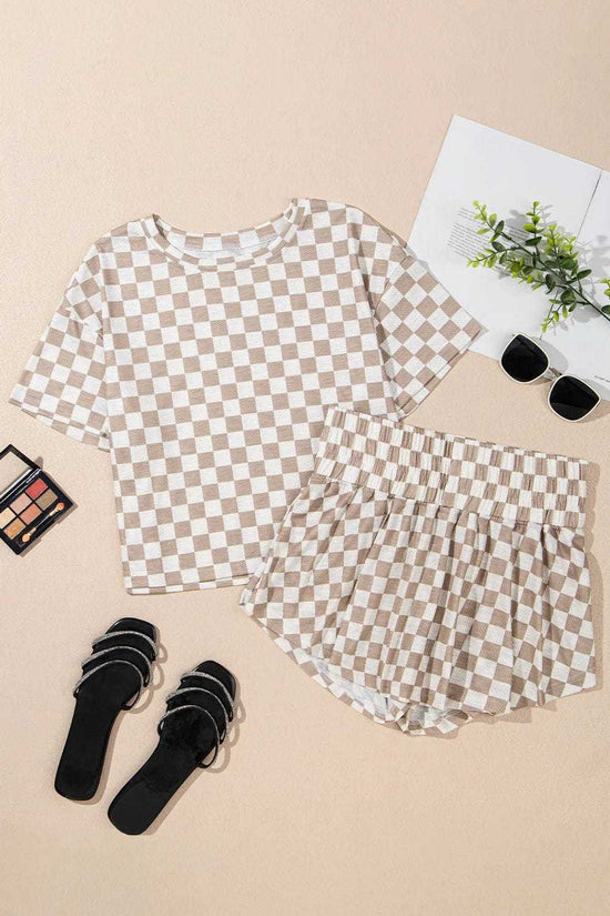 Two Piece Short Sets Checkered Confidence Outfit Set