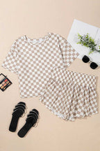 Two Piece Short Sets Checkered Confidence Outfit Set