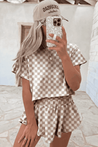Two Piece Short Sets Checkered Confidence Outfit Set