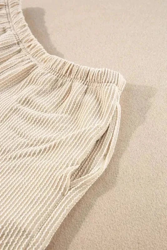 Two Piece Short Sets Chic Corded Lounge Ensemble