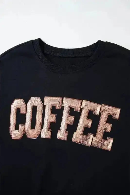 Two Piece Short Sets Glam Coffee Sequin Lounge Set
