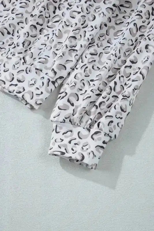 Two Piece Short Sets Leopard Hoodie and Shorts Set