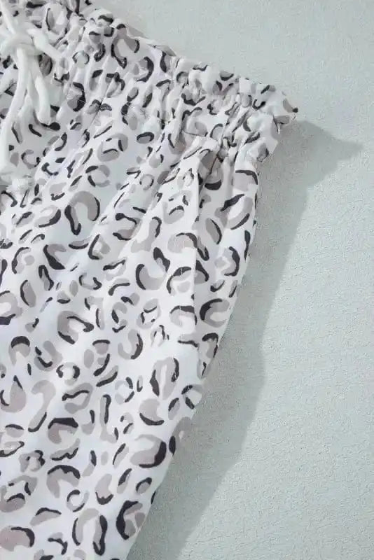 Two Piece Short Sets Leopard Hoodie and Shorts Set