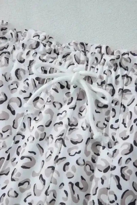 Two Piece Short Sets Leopard Hoodie and Shorts Set