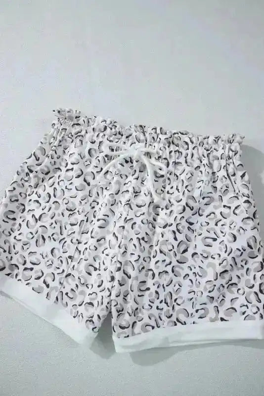 Two Piece Short Sets Leopard Hoodie and Shorts Set