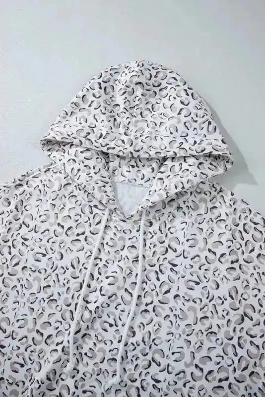 Two Piece Short Sets Leopard Hoodie and Shorts Set