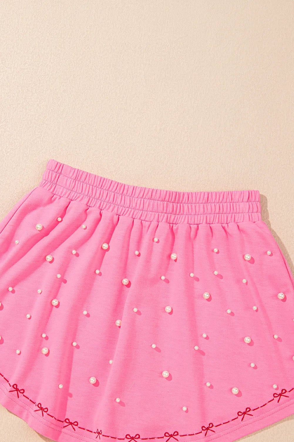 Two Piece Short Sets Pearl Bow Chic Co-Ord - Elegant Two-Piece Set