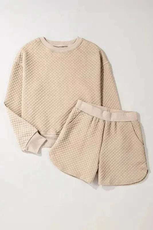 Two Piece Short Sets Timeless Quilted Lounge Set