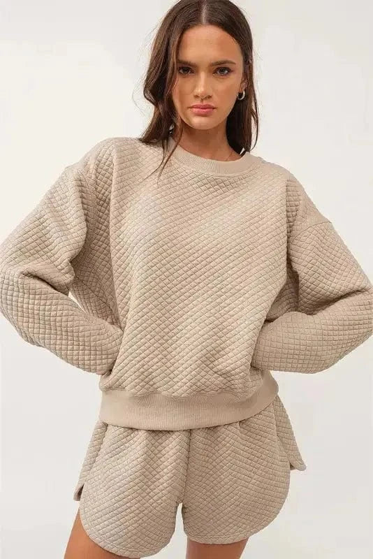 Two Piece Short Sets Timeless Quilted Lounge Set
