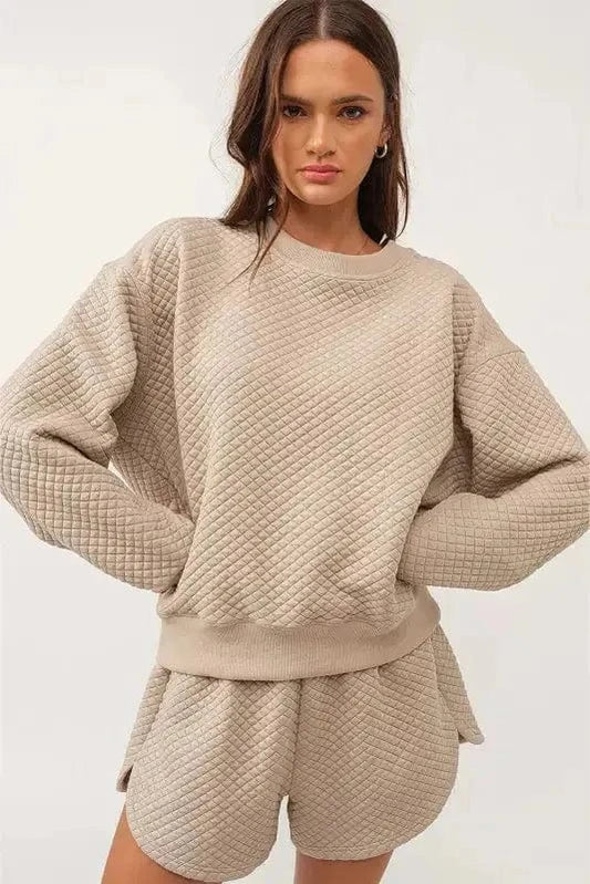 Two Piece Short Sets Timeless Quilted Lounge Set