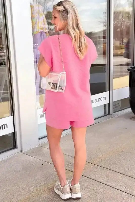 Two Piece Shorts Sets Casual Tee and Shorts Co-ord Set