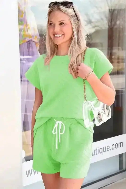 Two Piece Shorts Sets Casual Tee and Shorts Co-ord Set