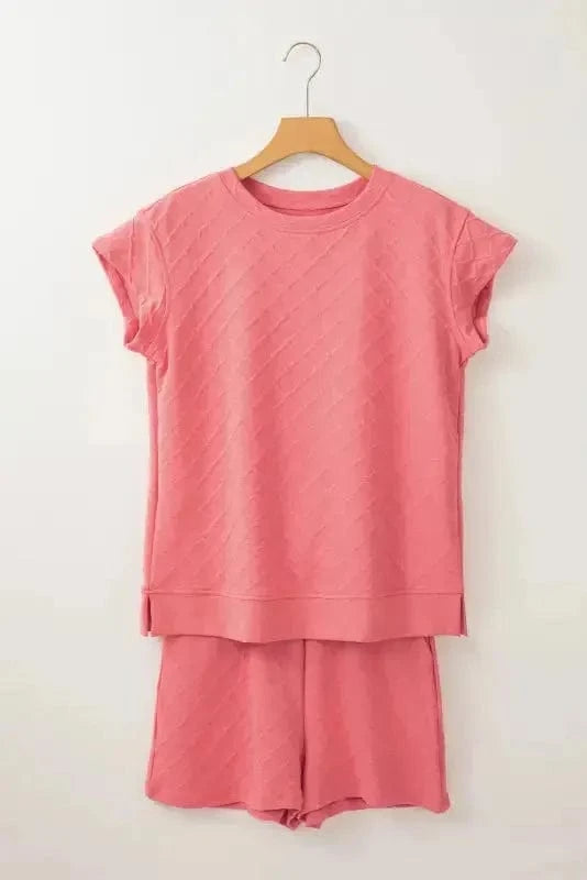 Two Piece Shorts Sets Casual Tee and Shorts Co-ord Set