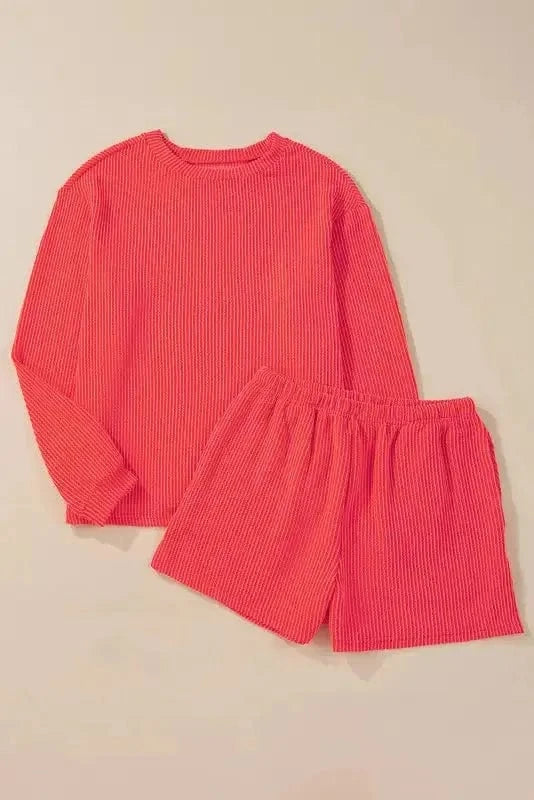 Two Piece Shorts Sets Cozy Corded Comfort Set