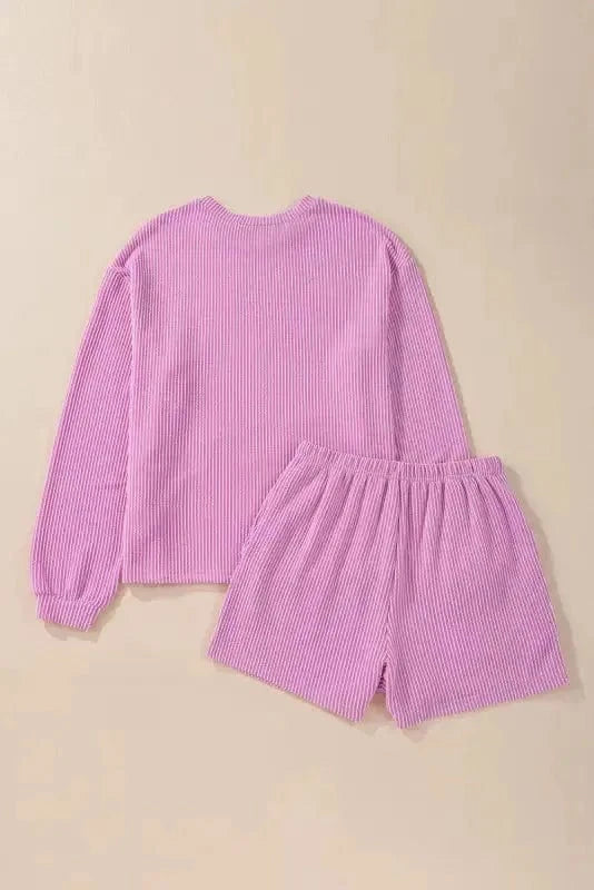 Two Piece Shorts Sets Cozy Corded Comfort Set
