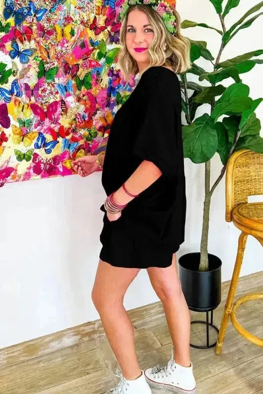 Two Piece Shorts Sets Cozy Waffle Lounge Set