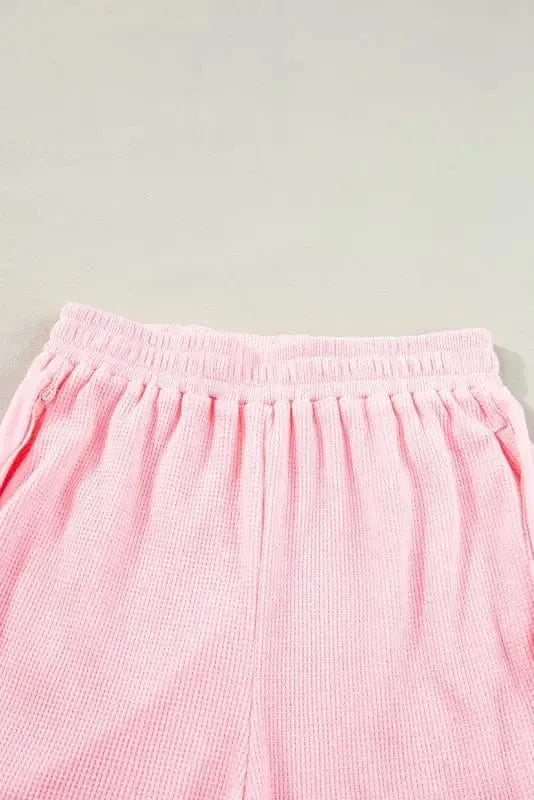 Two Piece Shorts Sets Cozy Waffle Lounge Set