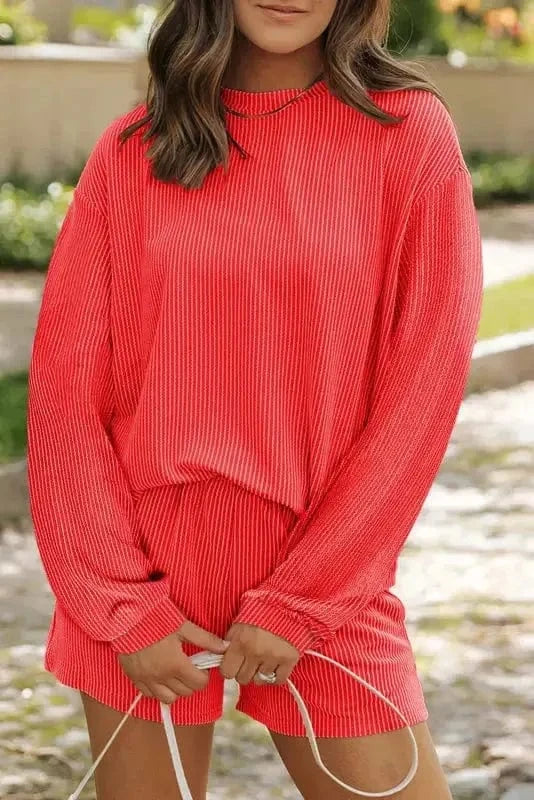 Two Piece Shorts Sets Gold Flame / S / 75%Polyester+20%Viscose+5%Elastane Cozy Corded Comfort Set