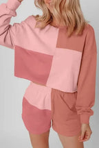 Two Piece Shorts Sets Mosaic Colorblock Co-ord Set