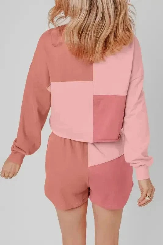 Two Piece Shorts Sets Mosaic Colorblock Co-ord Set