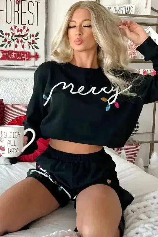 Two Piece Shorts Sets Sequin Merry Co-ord Set