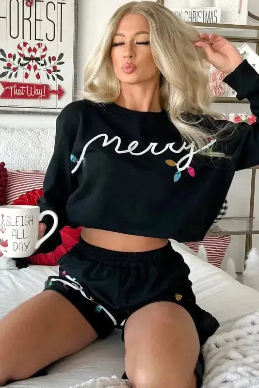 Two Piece Shorts Sets Sequin Merry Co-ord Set