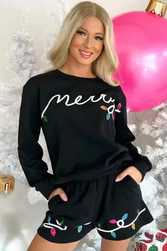 Two Piece Shorts Sets Sequin Merry Co-ord Set