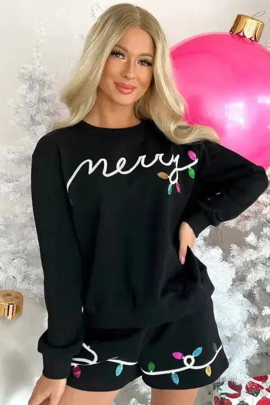 Two Piece Shorts Sets Sequin Merry Co-ord Set