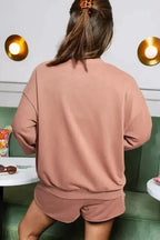 Two Piece Shorts Sets Sequined COFFEE Sweat Set