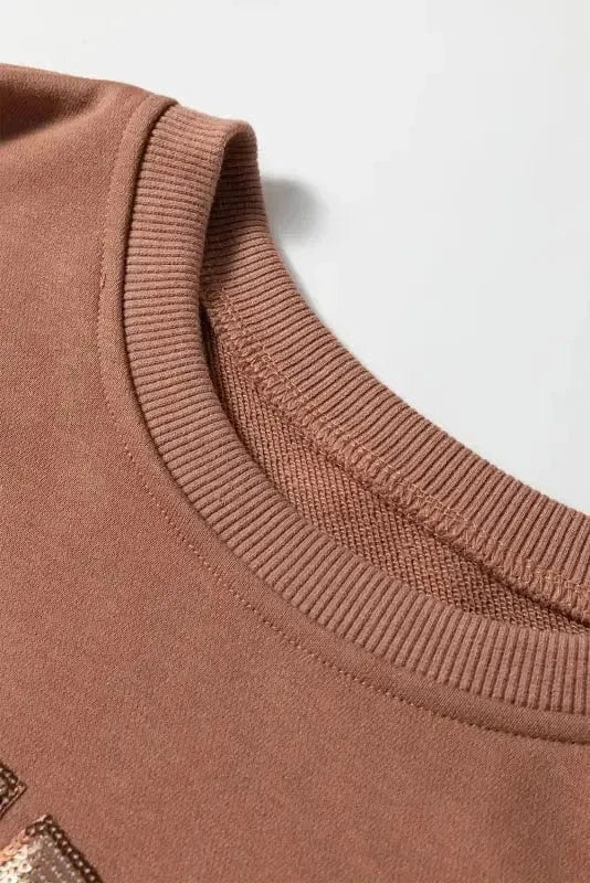 Two Piece Shorts Sets Sequined COFFEE Sweat Set