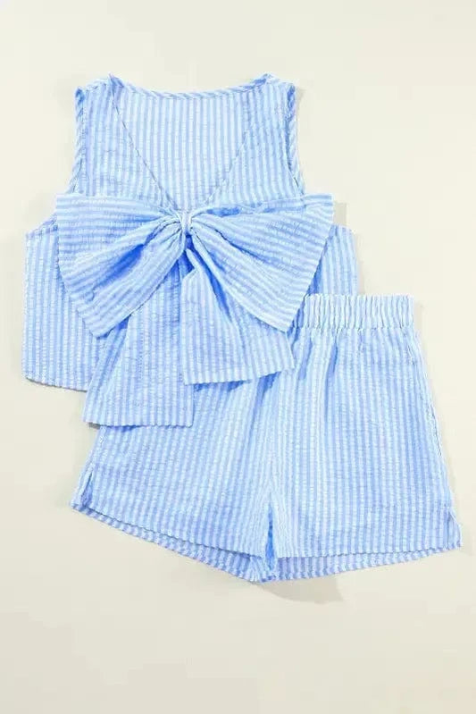 Two Piece Shorts Sets Sky Blue Stripe / S / 100%Polyester Nautical Knots Co-ord Set