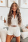 Two Piece Shorts Sets White Waffle Knit Lounge Set