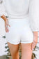 Two Piece Shorts Sets White Waffle Knit Lounge Set