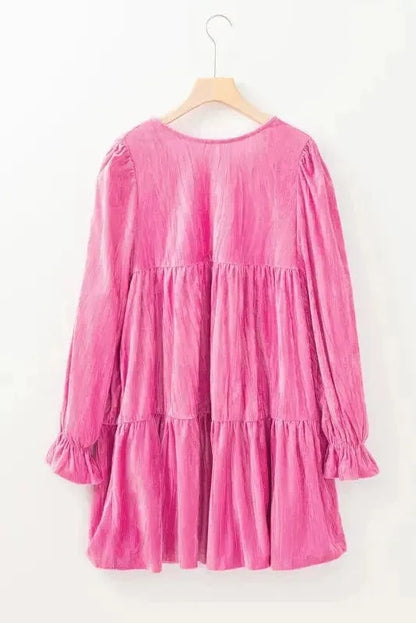 Velvet Dresses Strawberry Pink / S / 95%Polyester+5%Elastane Blushing Berry Velvet Dress