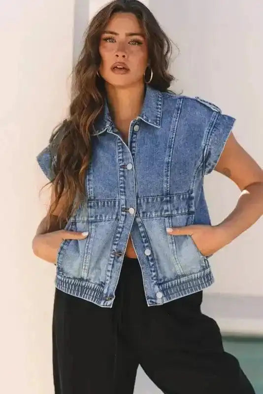 Vests Ashleigh Blue / S / 75%Cotton+25%Polyester Vintage Vibes Denim Vest