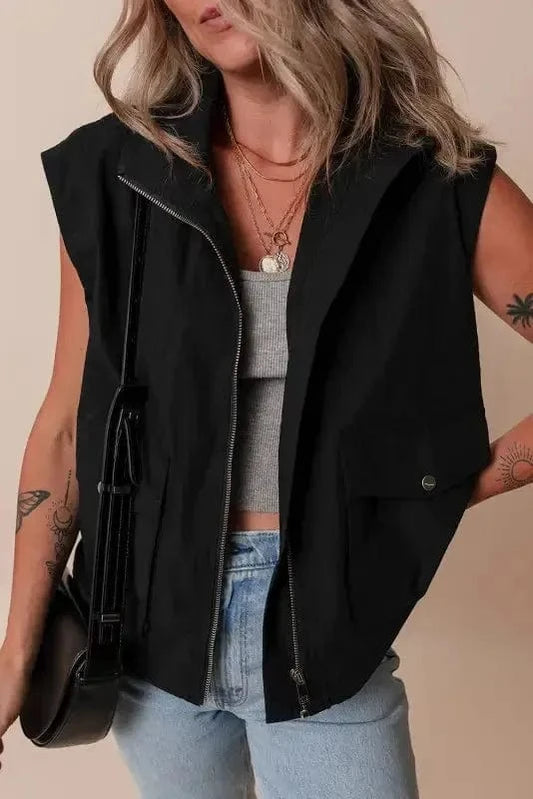 Vests Black / S / 56%Cotton+44%Polyester FlapFort Zip Vest - Black