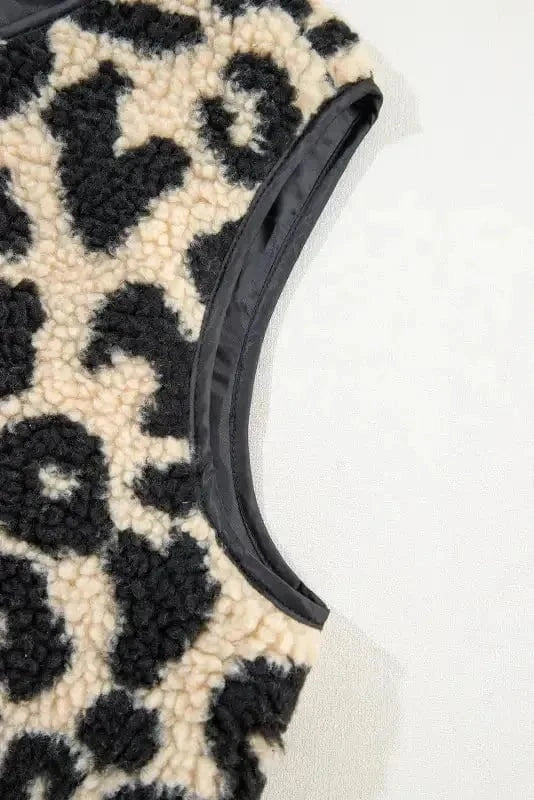 Vests Leopard Print Sherpa Vest Coat