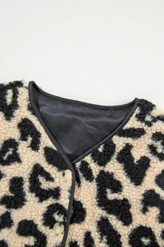 Vests Leopard Print Sherpa Vest Coat