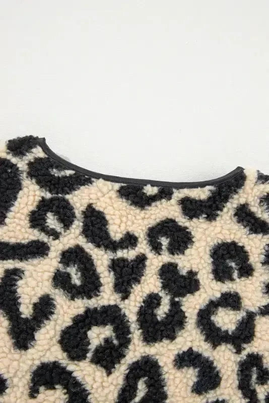 Vests Leopard Print Sherpa Vest Coat