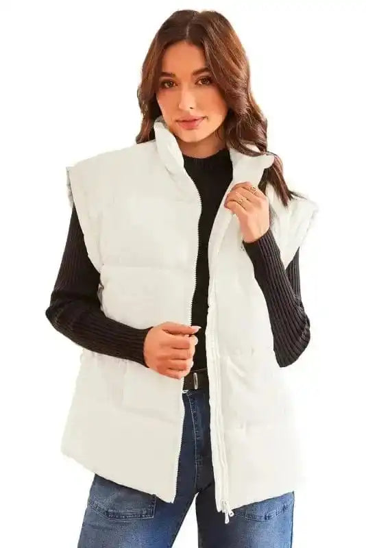 Vests Oversized Zipper Puffer Vest