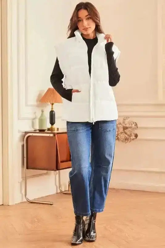 Vests Oversized Zipper Puffer Vest