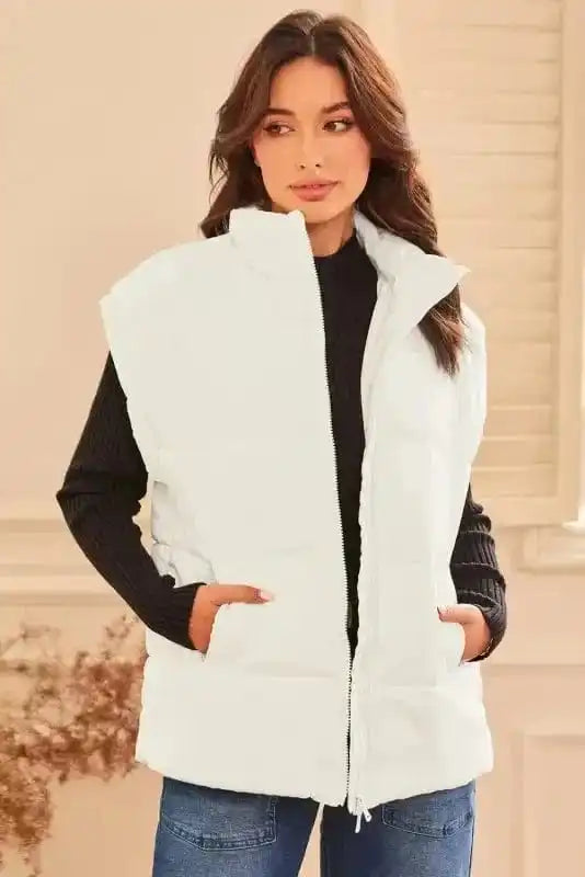 Vests Oversized Zipper Puffer Vest
