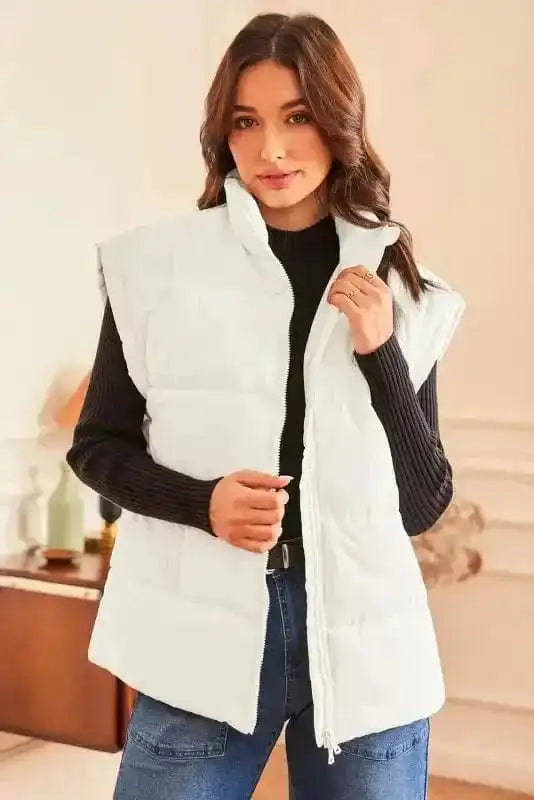 Vests Oversized Zipper Puffer Vest