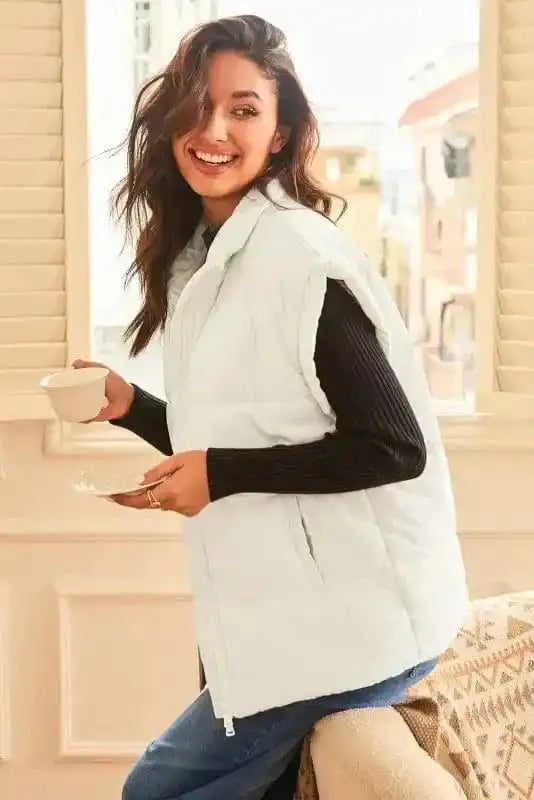 Vests Oversized Zipper Puffer Vest