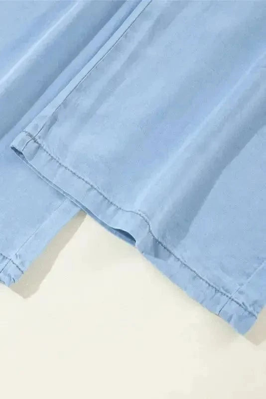 Wide Leg Jeans Azure Breeze Drawstring Denim Pants